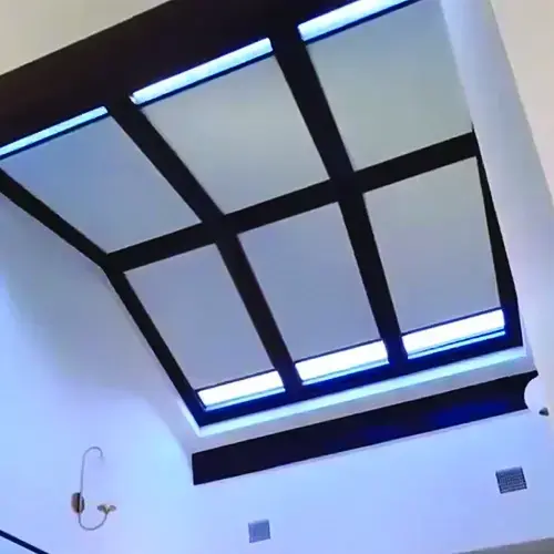 Shades for skylight windows with blackout fabric